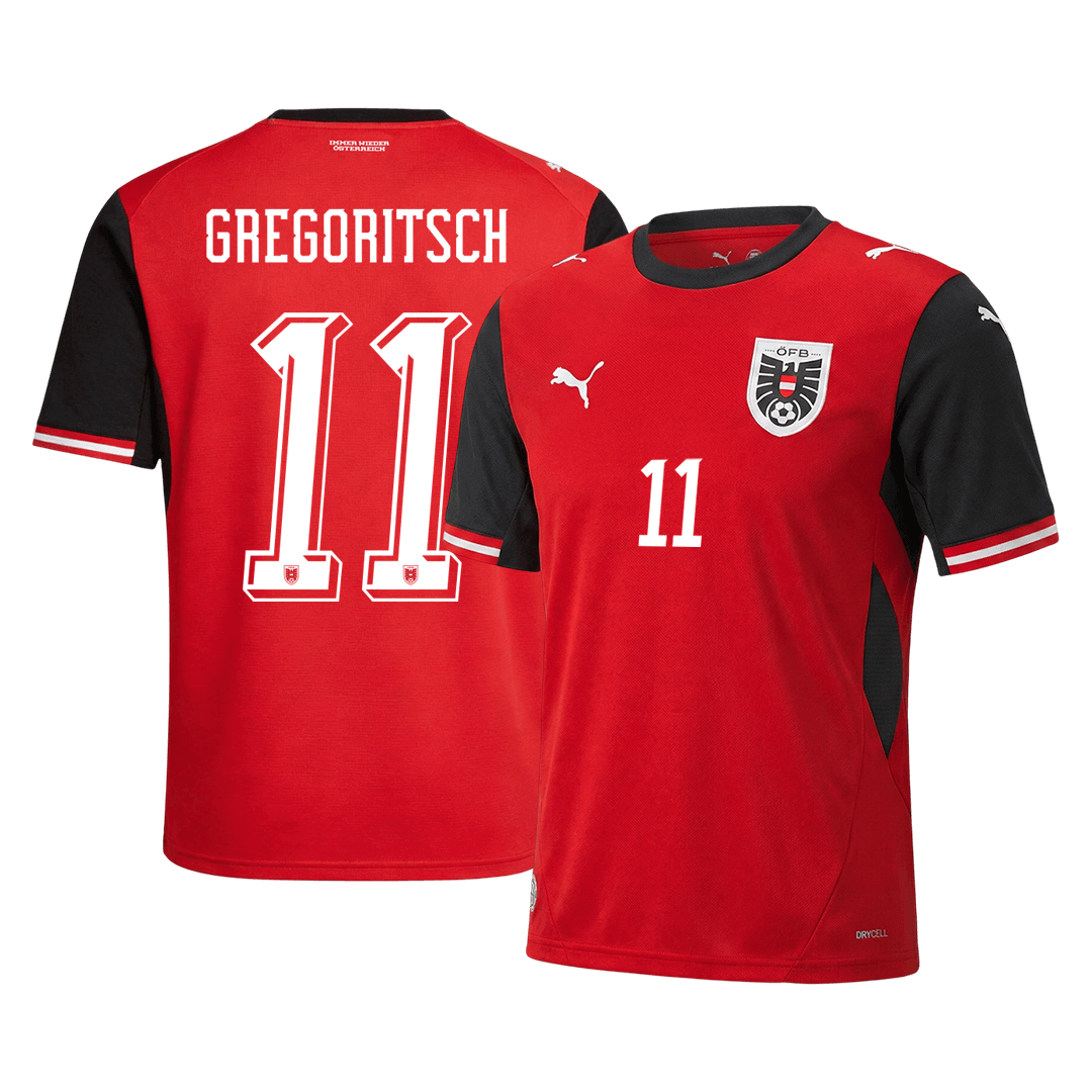 Maillot domicile Autriche homme, GREGORITSCH, numéro 11, Coupe du Monde 2026