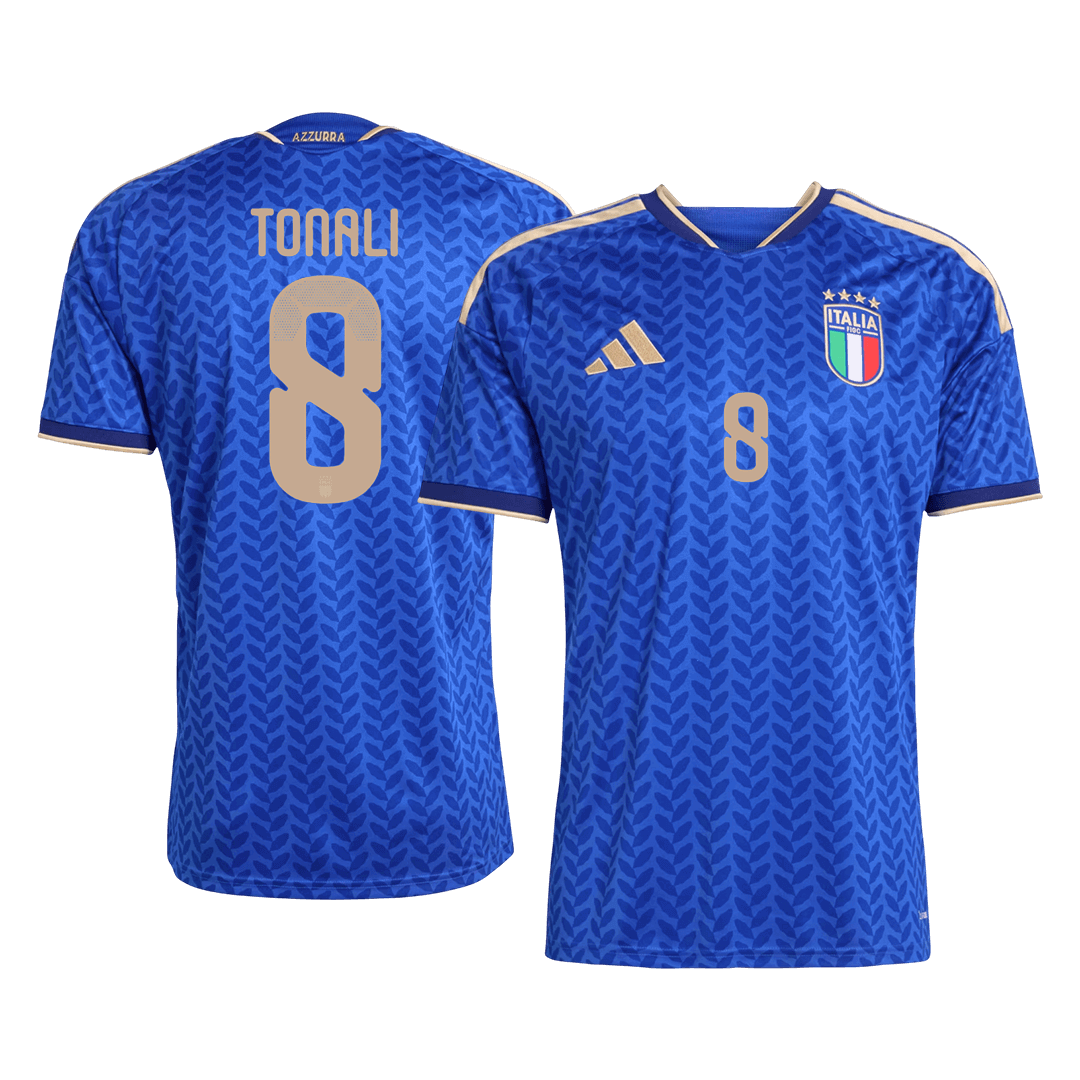 Maillot domicile Italie homme, numéro 8, Coupe du Monde 2026, nom Tonali.