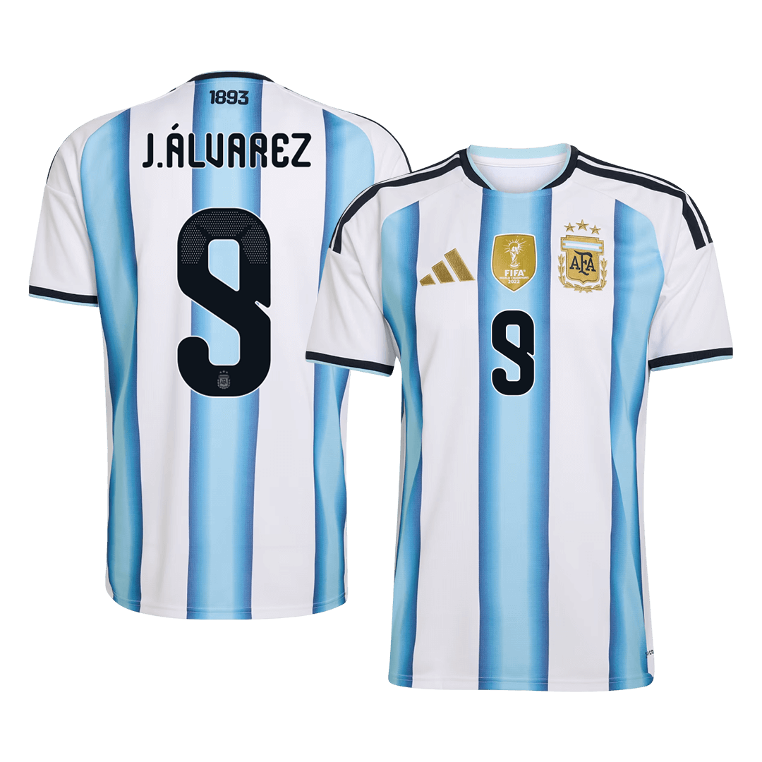 Camiseta de local para hombre Argentina J.ÁLVAREZ #9 Copa Mundial 2026 [PREMIUM]