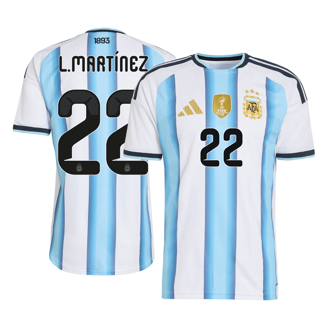 Camiseta de local de Argentina para hombre, L. MARTÍNEZ #22, Copa Mundial 2026 - Corte ajustado