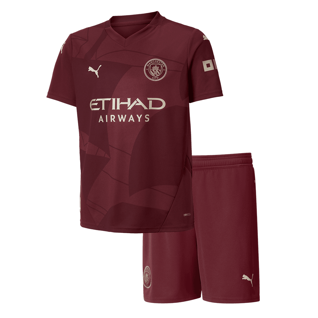 Kit de fútbol infantil de visitante del Manchester City (Kit y pantalón corto) 2024/25